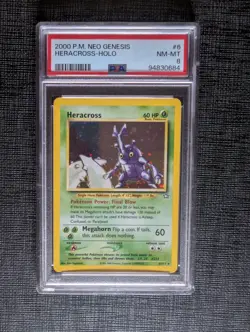 PSA 8 Heracross Holo Pokemon Neo Genesis 6/111 English 2000 - Image 1