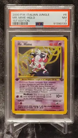 2000 P.M. Italian Jungle #6 Mr. Mime-Holo 1st Edition PSA 7 - Image 1