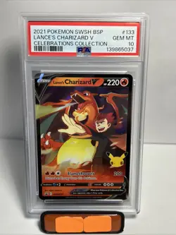 2021 Pokemon Celebrations Black Star Promo SWSH 133 Lance's Charizard PSA 10 - Image 1