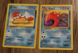 Krabby and Kingler 51/62 and 38/62 Fossil Unlimited Pokemon - MP Free Shipping - Image 1