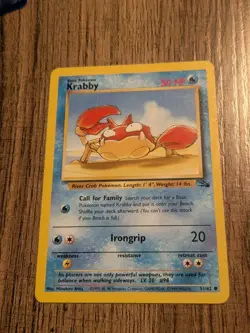 Krabby and Kingler 51/62 and 38/62 Fossil Unlimited Pokemon - MP Free Shipping - Image 3