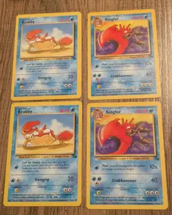 Krabby and Kingler 51/62 and 38/62 Fossil Unlimited Pokemon - MP Free Shipping - Image 5