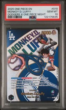 Monkey. D. Luffy EB02-010 Los Angeles Dodgers x ONE PIECE Night PSA 10 - Image 1
