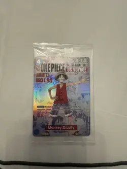 One Piece Card Game Monkey D. Luffy US Voyage Promo Sealed College Basketball - Image 1