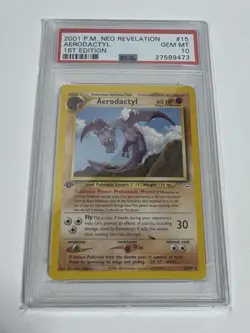 2001 Pokemon Neo Revelation 1st Edition English Card: PSA 10 - Aerodactyl #15/64 - Image 1