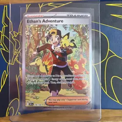 Pokemon TCG Destined Rivals Ethan's Adventure Full Art Trainer Card 236/182 Sir - Image 1