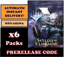 MAGIC MTGA MTG ARENA CODE CARD WILDS OF ELDRAINE 6 BOOSTER PACKS PRERELEASE WOE - Image 1