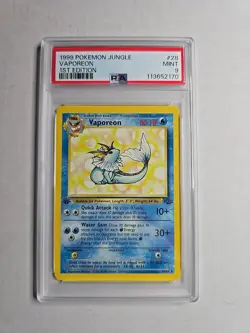 Pokemon 1st Edition Vaporeon 28/64 Jungle Non-Holo Rare PSA 9 Mint - Image 1