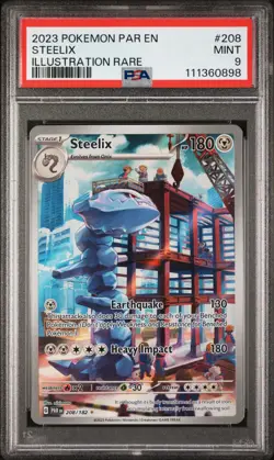 STEELIX PSA 9 2023 Pokemon Scarlet Violet Paradox Rift Illustration Rare #208 - Image 1