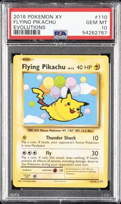 2016 POKEMON XY EVOLUTIONS #110 FLYING PIKACHU PSA 10 - Image 1