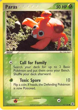Paras 72/112 Common FireRed & LeafGreen Pokemon LP - Image 1
