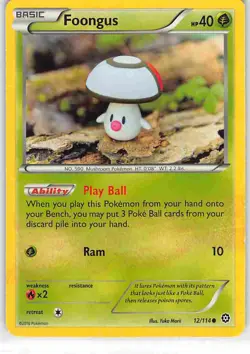 Foongus 12/114 Common Steam Siege Pokemon LP - Image 1