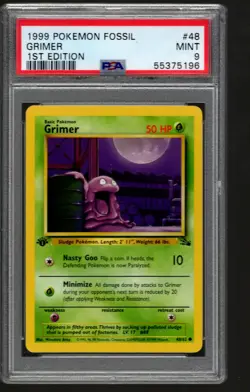 1999 Grimer Pokemon Fossil 1st Edition TCG Card #48/62 PSA 9 MINT WOTC Vintage - Image 1