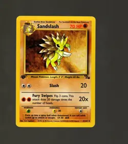 Pokemon TCG Sandslash Card Fossil Set 1st Edition 41/62 LP+ Vintage 1999 WOTC - Image 1