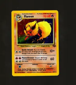 Pokemon Flareon Jungle 3/64 Holo Unlimited Holo Rare MP Vintage Card WOTC 1999 - Image 1
