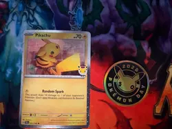 Swirl Pikachu 51/162 2026 Pokemon Day 30th Anniversary Promo Card TCG w/Coin - Image 2