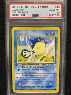 2001 Pokemon Neo Revelation 1st Edition Qwilfish 49/64 PSA 10 Gem Mint - Image 1