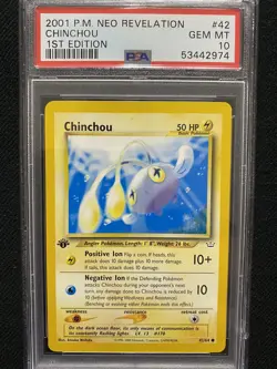 2001 Pokemon Neo Revelation 1st Edition Chinchou 42/64 PSA 10 Gem Mint - Image 1
