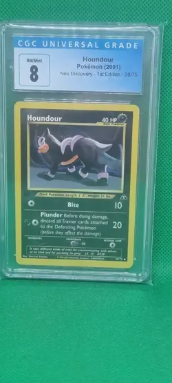 CGC 8 Pokemon Houndour Neo Discovery 1st Edition 39/75 WOTC Wizards Of The Coast - Image 1