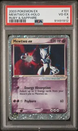 PSA 4 Mewtwo EX 101/109 Ruby & Sapphire Holo Pokemon 2003 English - Image 1