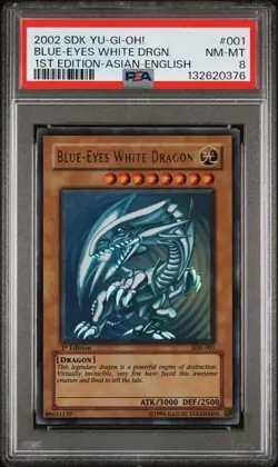 YuGiOh PSA 8 SDK-001 1st Edition Ultra Rare Blue-Eyes White Dragon ASIAN ENGLISH - Image 1