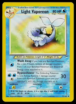 Pokemon Card - Light Vaporeon Neo Destiny 52/105 Uncommon Non Holo - Image 1
