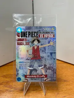 One Piece Monkey.D.Luffy [College Basketball US Voyage] P-055 Promo Card SEALED - Image 1
