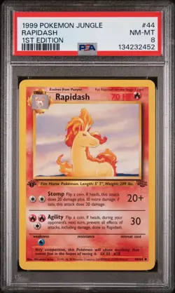 POKEMON CARD 1999 PSA 8 NM MINT JUNGLE SET 1ST EDITION #44 Rapidash - Image 1