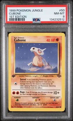 POKEMON CARD 1999 Jungle Set 1ST Edition #50 Cubone PSA 8 NM - Image 1