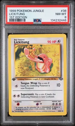 POKEMON CARD 1999 PSA 8 NM MINT JUNGLE SET 1ST EDITION #38 Lickitung - Image 1
