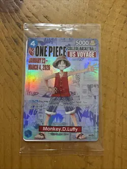 One Piece Monkey D. Luffy US Voyage College Basketball Promo Card St John SEALED - Image 1