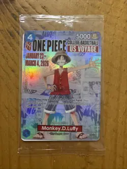 One Piece Monkey D. Luffy US Voyage College Basketball Promo Card St John SEALED - Image 2
