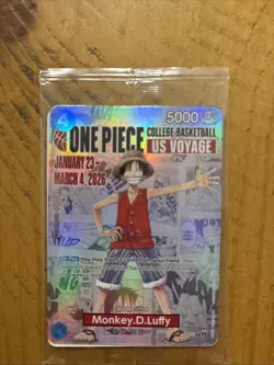 One Piece Monkey D. Luffy US Voyage College Basketball Promo Card St John SEALED - Image 4