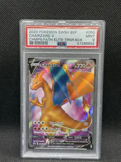 2020 Champions Path Black Star Promo Charizard V SWSH050 Pokemon Card PSA 9 - Image 1