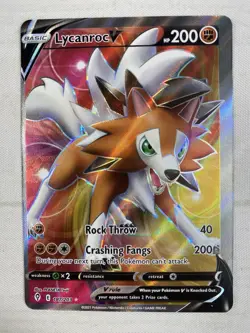 Pokemon Card - Error Miscut Lycanroc V (Full Art) Evolving Skies 187/203 Holo NM - Image 1