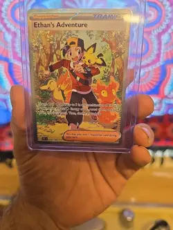 Pokemon TCG Destined Rivals Ethan's Adventure Full Art Trainer Card 236/182 Sir - Image 1