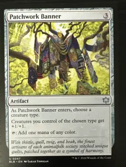 Magic the Gathering Bloomburrow’s Patchwork Banner Regular Near Mint Condition - Image 1