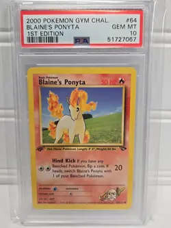 Pokemon 2000 1st Edition Blaine's PONYTA #64 GEM MT PSA 10 GEM MINT Gym Chal. - Image 2