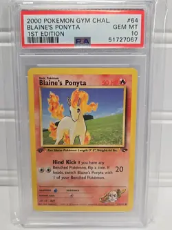 Pokemon 2000 1st Edition Blaine's PONYTA #64 GEM MT PSA 10 GEM MINT Gym Chal. - Image 3