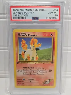 Pokemon 2000 1st Edition Blaine's PONYTA #64 GEM MT PSA 10 GEM MINT Gym Chal. - Image 5
