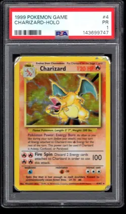 1999 POKEMON GAME BASE SET CHARIZARD HOLO 4/102 PSA 1 - Image 1