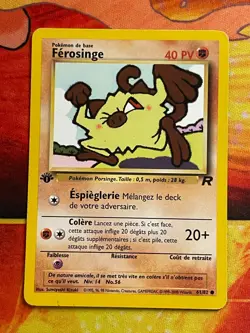Ferosinge (Mankey) 61/82 1st Edition Pokemon French Team Rocket - LP/LP- - Image 1