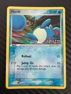 Pokemon TCG Ex Delta Species Marill 76/113 Reverse Stamped Holo DMG - Image 1