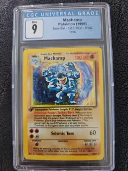 1999 Pokemon Base Set 1st Edition Machamp 8/102 Holo Rare TCG/CGC Graded MINT 9 - Image 1