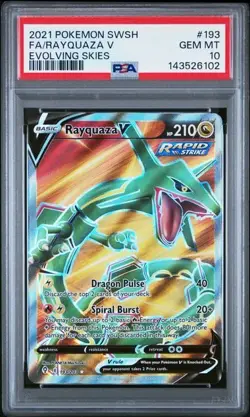 Pokemon Rayquaza V Full Art Ultra Rare Holo Evolving Skies 193/203 PSA 10 - Image 1
