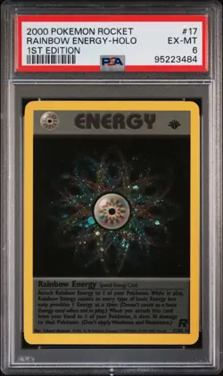 2000 POKEMON ROCKET 1ST ED #17 RAINBOW ENERGY-HOLO PSA 6 - Image 1