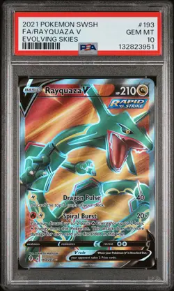 2021 POKEMON SWORD & SHIELD EVOLVING SKIES #193 FULL ART/RAYQUAZA V PSA 10 - Image 1