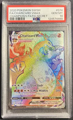 CHARIZARD VMAX PSA 10 2020 POKEMON SWORD & SHIELD CHAMPION'S PATH 074/073 SECRET - Image 1