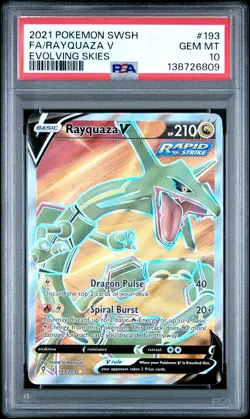 2021 POKEMON SWORD & SHIELD EVOLVING SKIES #193 FULL ART/RAYQUAZA V PSA 10 - Image 1