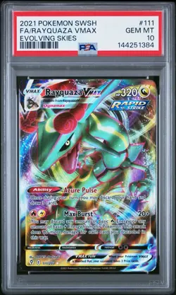 2021 POKEMON SWORD & SHIELD EVOLVING SKIES #111 FULL ART/RAYQUAZA VMAX PSA 10 - Image 1
